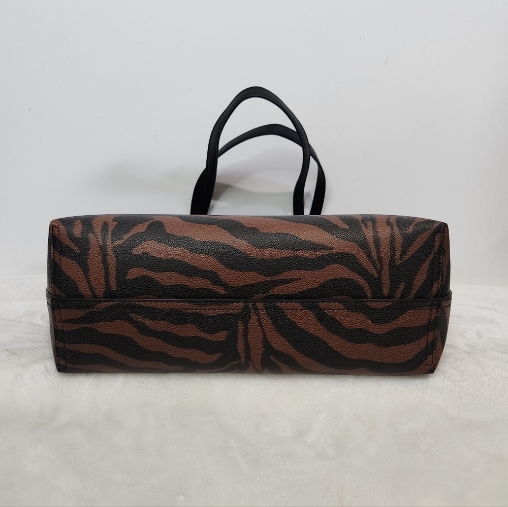 Nine West Landyn Black Saddle Tan Zebra Tote Shoulder Bag Purse - Picture 3 of 16